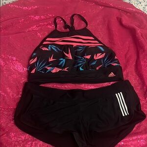 Adidas Black Bikini with Pink and Blue Accents